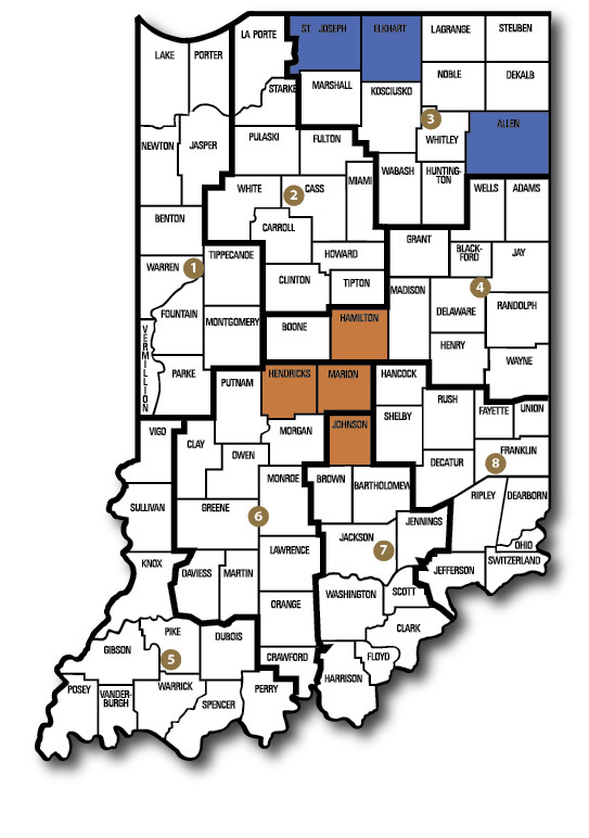 Indiana Dnr District Map Dnr Wildlife Biologists - Indiana Hunting | Eregulations