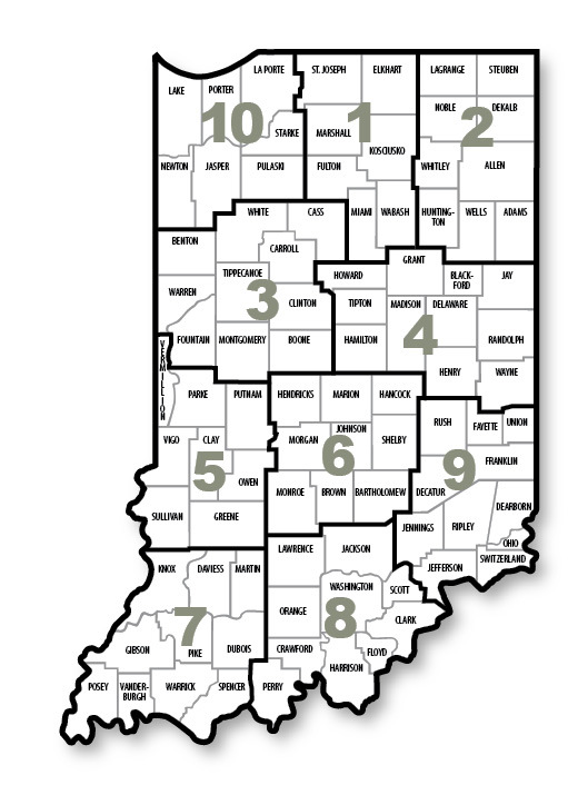 Indiana Dnr District Map Dnr Law Enforcement - Indiana Hunting | Eregulations